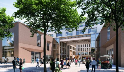 So soll das „Lu:“ aussehen, das auf dem ehemaligen Karstadt- und Deutsche Bank-Areal geplant ist. (Rendering: Faerber Architekten)