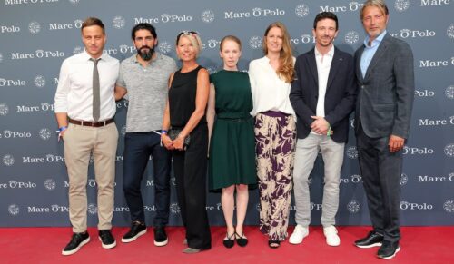 STEPHANSKIRCHEN, GERMANY - JULY 06: Tom Wlaschiha, Numan Acar, Hanne Jacobsen, Susanne Wuest, Katrin Berben, Oliver Berben and Mads Mikkelsen during the 50th anniversary celebration of Marc O'Polo at its headquarters on July 6, 2017 in Stephanskirchen near Rosenheim, Germany. (Photo by Gisela Schober/Getty Images for Marc O'Polo)