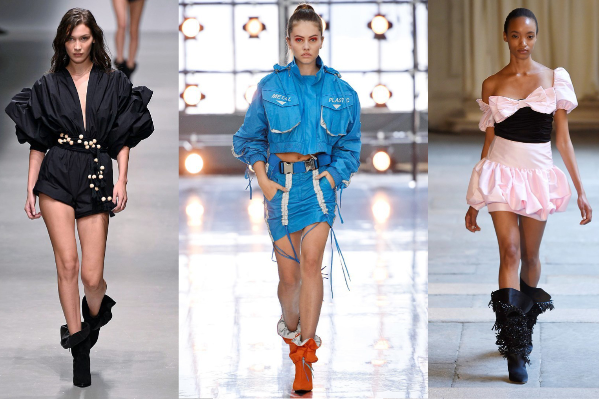 80er-Jahre meets Cowboy: Booties mit weiten, gekrempelten Schäften (v.l.n.r.) Philosophy Di Lorenzo, Byblos Milano, Vivetta (Fotos: © IMAXtree.com)