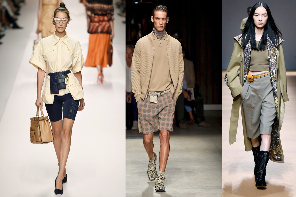 Ein Mega-Trend in Mailand: Gürteltaschen, die mal an schmalen Riemen an Hüfte und Taille getragen werden...(v.l.n.r.): Fendi, Cividini, Salvatore Ferragamo (Fotos: © IMAXtree.com)