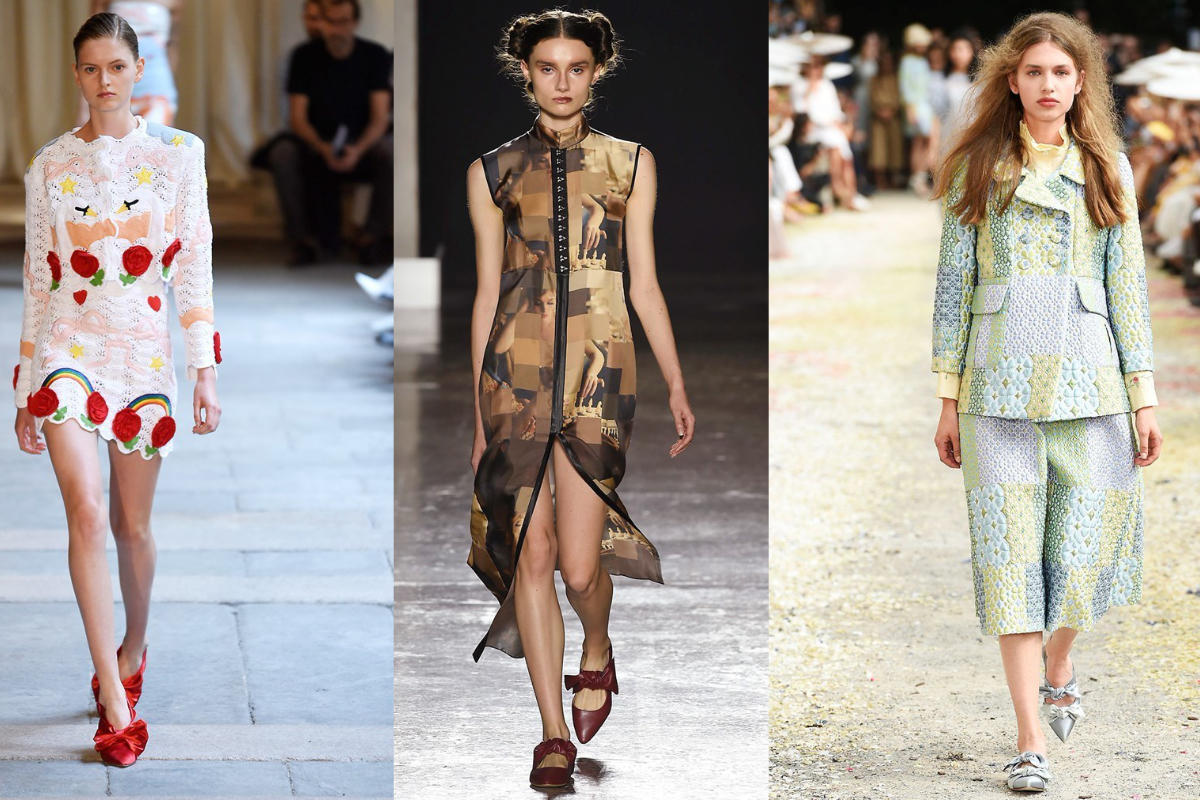 Loafer und Ballerinas werden mit großen Schleifen verziert (v.l.n.r.): Vivetta, Francesca Liberato, Luisa Beccaria (Fotos: © IMAXtree.com)