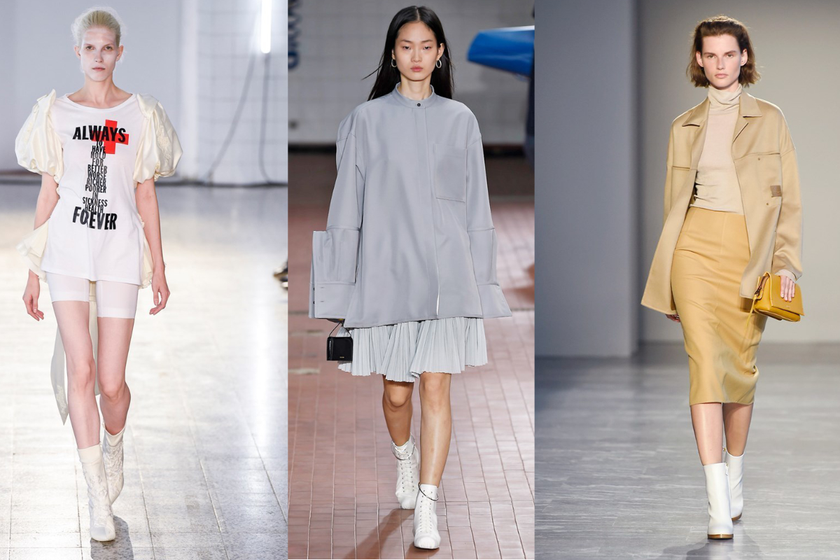 Weiße Ankle-Boots sind ein Must-have (v.l.n.r.): A.F. Vandevorst, Jil Sander, Agnona (Fotos: © IMAXtree.com) 