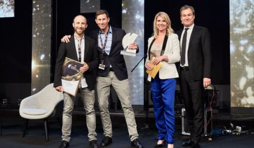 Manfred Meindl (Vaude), Ralf Geiger (Vaude), Antje Neubauer (Deutsche Bahn), Frank Dopheide (Handelsblatt Media Group)