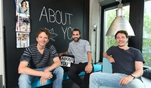Die drei About You Geschäftsführer Hannes Wiese, Tarek Müller und Sebastian Betz (v.li.) (Foto: About You)