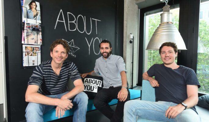 Die drei About You Geschäftsführer Hannes Wiese, Tarek Müller und Sebastian Betz (v.li.) (Foto: About You)