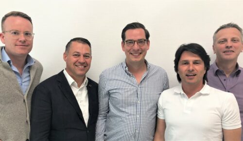 Gesamtbeirat (v.l.n.r.: Tim Keding, Heinrich Traude, Dr. Dominik Benner, Theo Poursanidis, Ralf Leveringhaus) Foto: Schuhe24