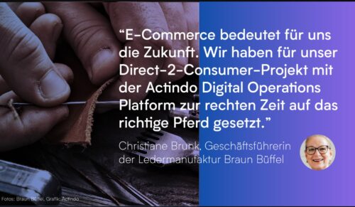 Braun Büffel setzt auf E-Commerce. (Fotos: Braun Büffel, Grafik: Actindo)