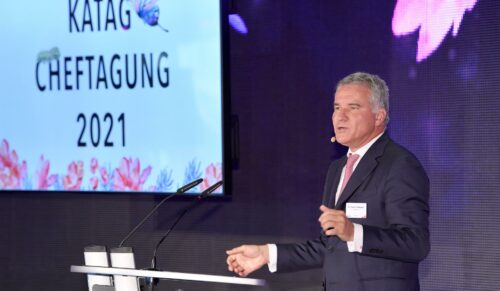 Daniel Terberger, Vorstandsvorsitzender der Katag, bei der 66. Cheftagung des Mode-Dienstleisters. (Foto: BrauerPhotos / J.Reetz)