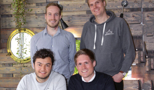 Die Geschäftsführer von FashionCloud: Martin Brücher (hinten links),Florian Klemt (hinten rechts), David Schaap(vorne links), René Schnellen (vorne rechts)