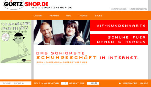 Der Görtz-Onlineshop in seinen Anfängen 2003. (Foto: Görtz)
