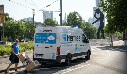 Elektromobilität in Frankfurt: Zustellung mit dem eCrafter von VW (Foto: Hermes)