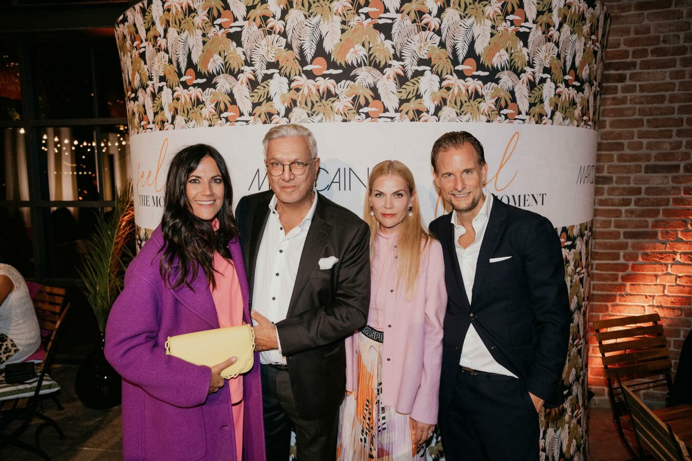 Die Marc Cain Fashion Show auf der Berlin Fashion Week. Von links nach rechts: Bettina Zimmermann, Helmut Schlotterer (Marc Cain), Anna Loos, Dirk Büscher (Marc Cain)(Foto: Marc Cain)