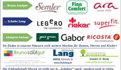 Gemeinsame Werbung in Merzig von Laufgut Bruno, Schuhe Lang und Schuhgarten Nussbaum.