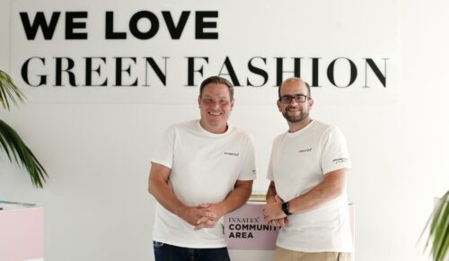 Die Messemacher Jens Frey, Muevo GmbH, und Alexander Hitzel, Projektleiter Innatex, blicken positiv in die Zukunft. (Innatex/Anna Voelske)