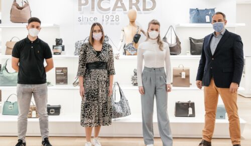Die Picard-Ausbildungsbotschafter Samuel Militello, Marinela Ojdanic und Madeleine Lemarr sowie Geschäftsführer Georg Picard (v.l.). (Foto: Picard)