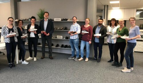 Passformexpertengruppe der Rexor auf Betriebsbesichtigung beim Komfortschuhhersteller Solidus in Tuttlingen. (Foto: Rexor)
