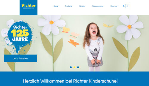 Die neue Corporate-Website von Richter Schuhe zeigt sich im neuen Look (Screenshot: Richter Schuhe Website)
