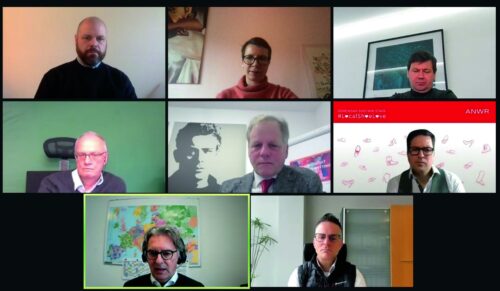Diskutierten über den Re-Start der Branche: (mittlere Reihe) Thomas Hüser, Leo Faltmann, Tobias Eichmeier, (unten) Stephan Krug, Friedrich Werdich, (obere Reihe) Helge Neumann, Petra Steinke, Holger Knapp