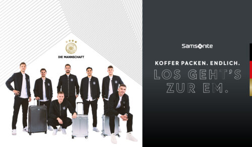 Offizielles Kampagnenmotiv zur Kooperation zwischen Samsonite und dem DFB. (Foto: Samsonite/DFB)