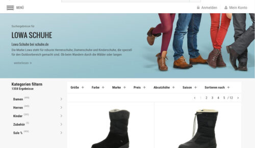 ANWR-Plattform Schuhe.de (Foto: Website von Schuhe.de)