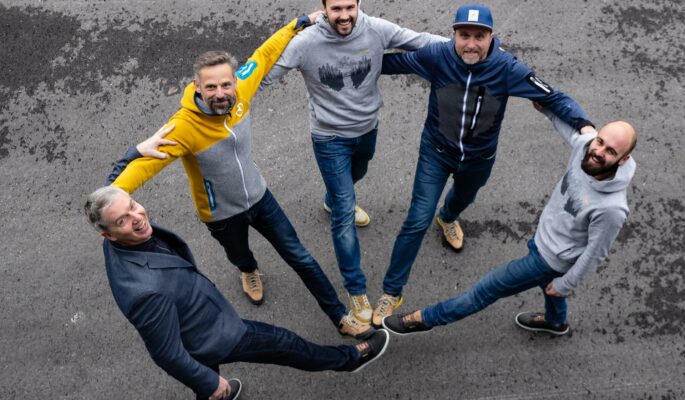 Von links: Sebastian Schwanhäußer,  Firmengruppe Schwan-Stabilo, Christian Schneidermeier/Ortovox,  Maximilian Hundhammer/Doghammer, Martin Riebel/Outdoorgruppe Schwan-Stabilo, Matthias Drexlmaier/Doghammer (Foto: Schwan/Stabilo)