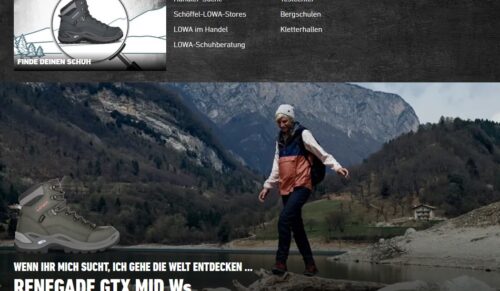 Screenshot des neuen Lowa-Auftritts