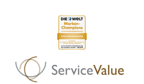 Die ’Marken-Champions 2018‘ ermittelt von ServiceValue in Zusammenarbeit mit der ’Die Welt‘ (Grafik: ServiceValue)