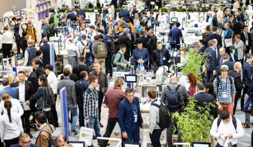 Messegeschehen auf der Texprocess 2019. (Foto: Messe Frankfurt / Pietro Sutera)