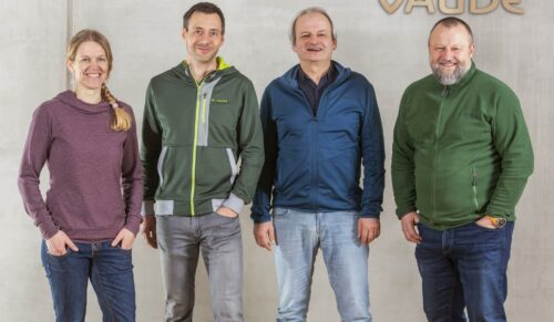 Die Vaude-Geschäftsleitung (v.l.) mit Antje von Dewitz, Uwe Gottschalk, Jan Lorch, Erwin Gutensohn (Foto: Vaude)