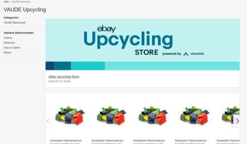 Jetzt live: der gemeinsame Upcycling-Store von Vaude und Ebay. (Screenshot: Vaude/Ebay)