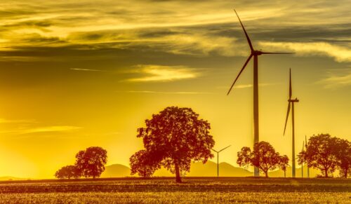 Windräder in der Abendsonne: Die Abgabe zur Förderung der erneuerbaren Energien (EEG-Umlage) sinkt, Strom wird trotzdem teurer. (Foto: Pixabay)