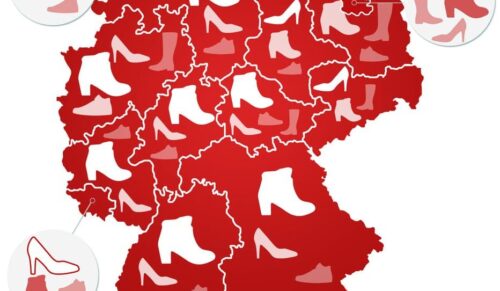 Deutschland zeig' her deine Schuhe: Deutschlandkarte der mirapodo-Schuhkäufe / Weiterer Text über OTS und www.presseportal.de/pm/114430 / Die Verwendung dieses Bildes ist für redaktionelle Zwecke honorarfrei. Veröffentlichung bitte unter Quellenangabe: 