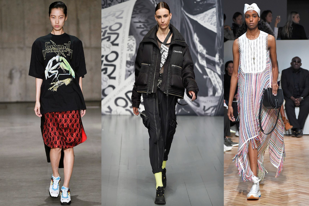 Dad-Sneaker bleiben uns in den verschiedensten Varianten erhalten (v.l.n.r.): Christopher Kane, On I Off, JW Anderson (Fotos: IMAXtree.com).