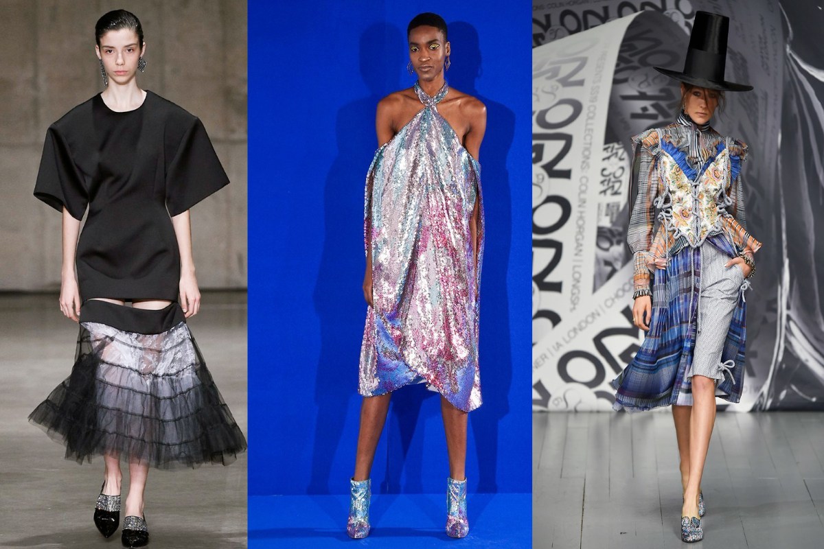 Funkelnde Glitzer-Elemente in Silber zieren Loafer und Ankle-Boots (v.l.n.r.): Christopher Kane, Halpern, On I Off (Fotos: IMAXtree.com).