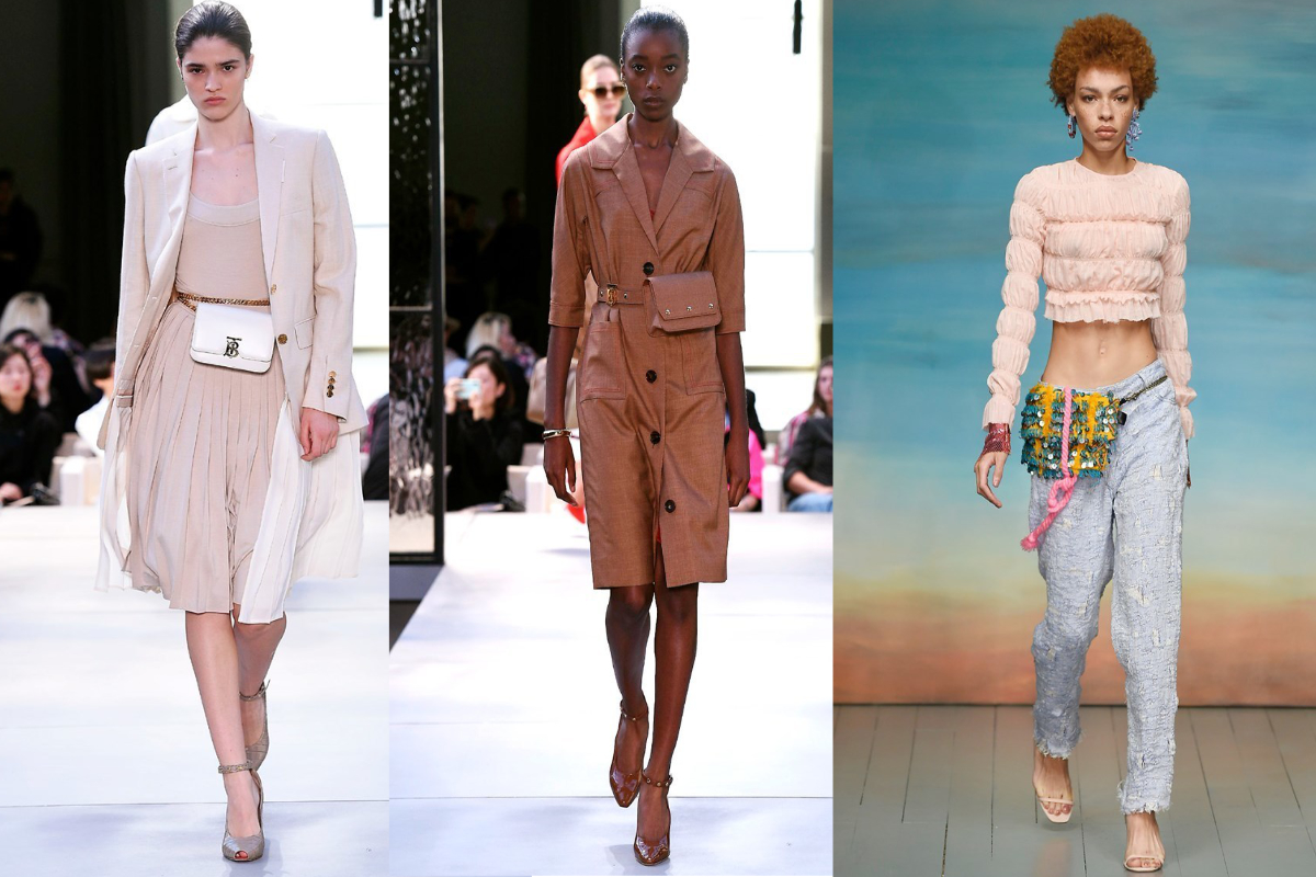 Ein weiterer Mega-Trend der Fashion Week: Gürteltaschen, die auf der Hüfte oder an der Taille getragen werden (v.l.n.r.): Burberry, Burberry, Roberta Einer (Fotos: IMAXtree.com) 