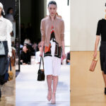 Henkeltaschen im Retro-Stil wurden lässig in der Hand getragen (v.l.n.r.): JW Anderson, Burberry, Emilia Wickstead (Fotos: IMAXtree.com) 