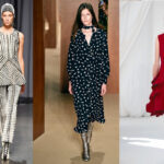 Auffällige Schnürungen im Ballett- oder im Römer-Stil waren ein Highlight der Kollektionen auf der London Fashion Week (v.l.n.r.): Mary Katrantzou, Alexa Chung, Delpozo (Fotos: IMAXtree.com) 