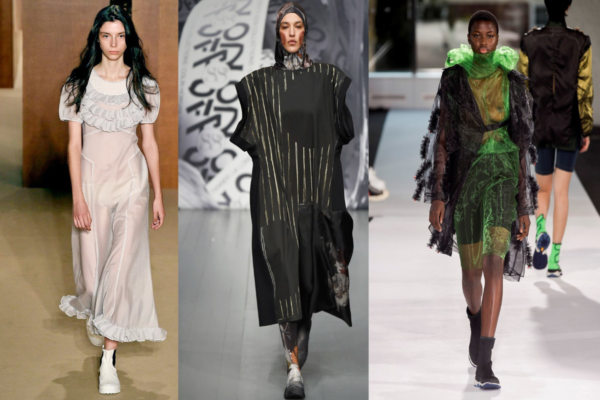 Bleiben angesagt: Sock Boots mit derben Sohlen (v.l.n.r.): Alexa Chung, On I Off, Toga (Fotos: IMAXtree.com)