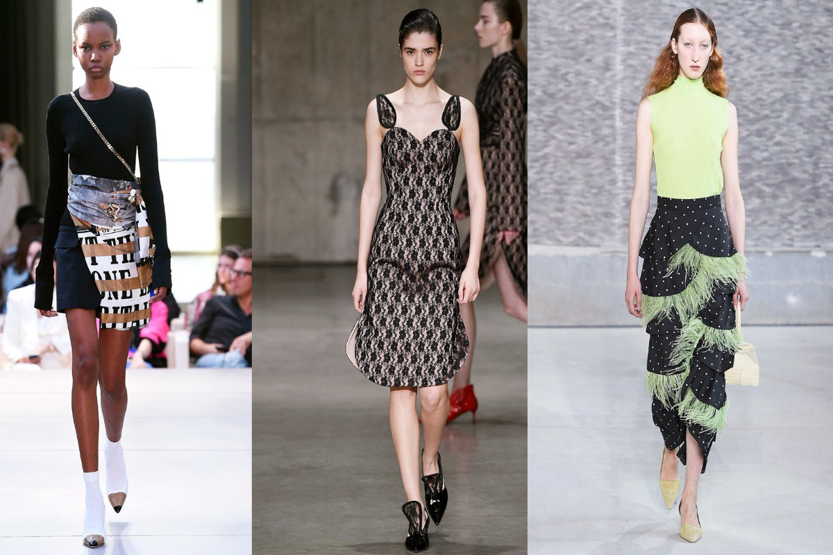 Spitze Leisten sind wieder da (v.l.n.r.): Burberry, Christopher Kane, Rejina Pyo (Fotos: IMAXtree.com)