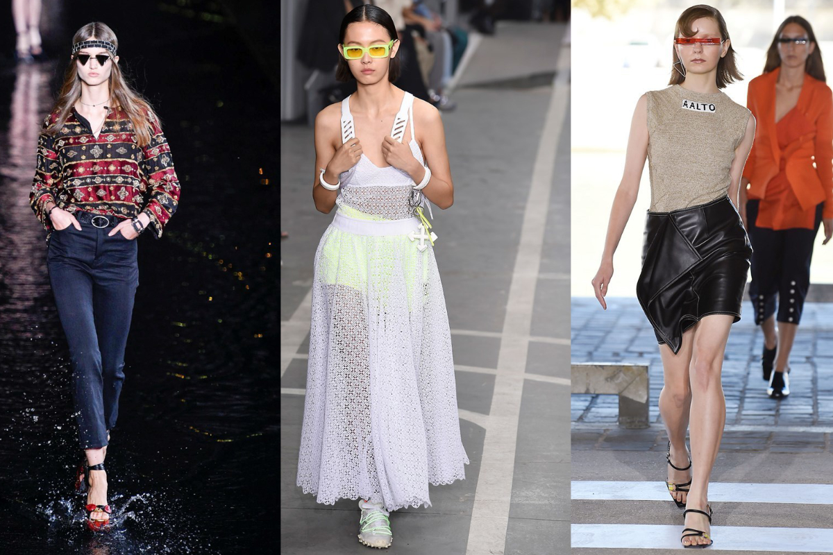 Bitte möglichst auffällig! Sonnenbrillen sind im Sommer sehr extravagant – mal im Mini-Format, mal in krassen Farben (v.l.n.r.): Saint Laurent, Off-White, Aalto (Fotos: © IMAXtree.com).