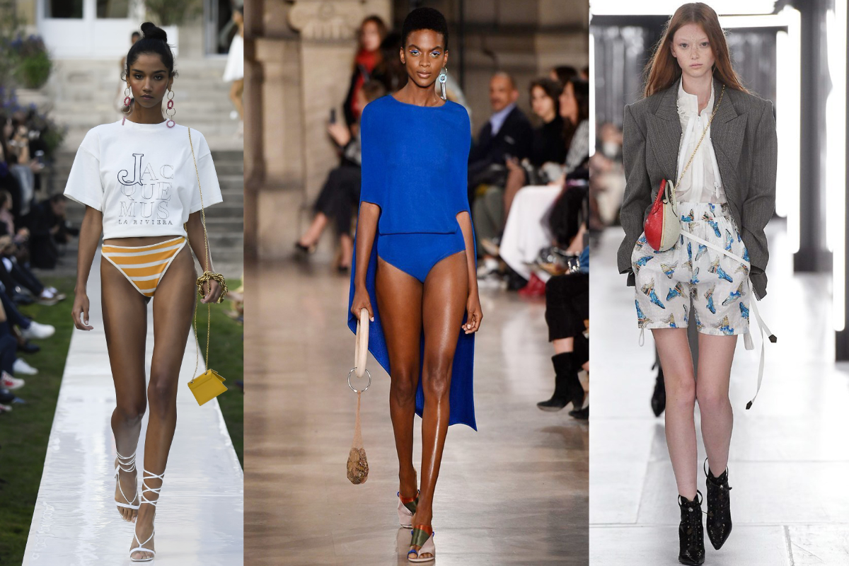 Auch in Paris waren extrem viele XXS-Taschen zu sehen (v.l.n.r.): Jacquemus, Esteban Cortazar, Louis Vuitton (Fotos: © IMAXtree.com). 