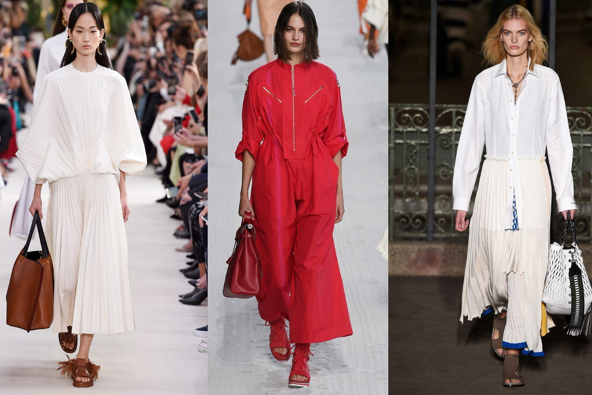 Praktische Shopper-Bags auf der Paris Fashion Week (v.l.n.r.): Valentino, Hermès, Sonia Rykiel  (Fotos: © IMAXtree.com). 