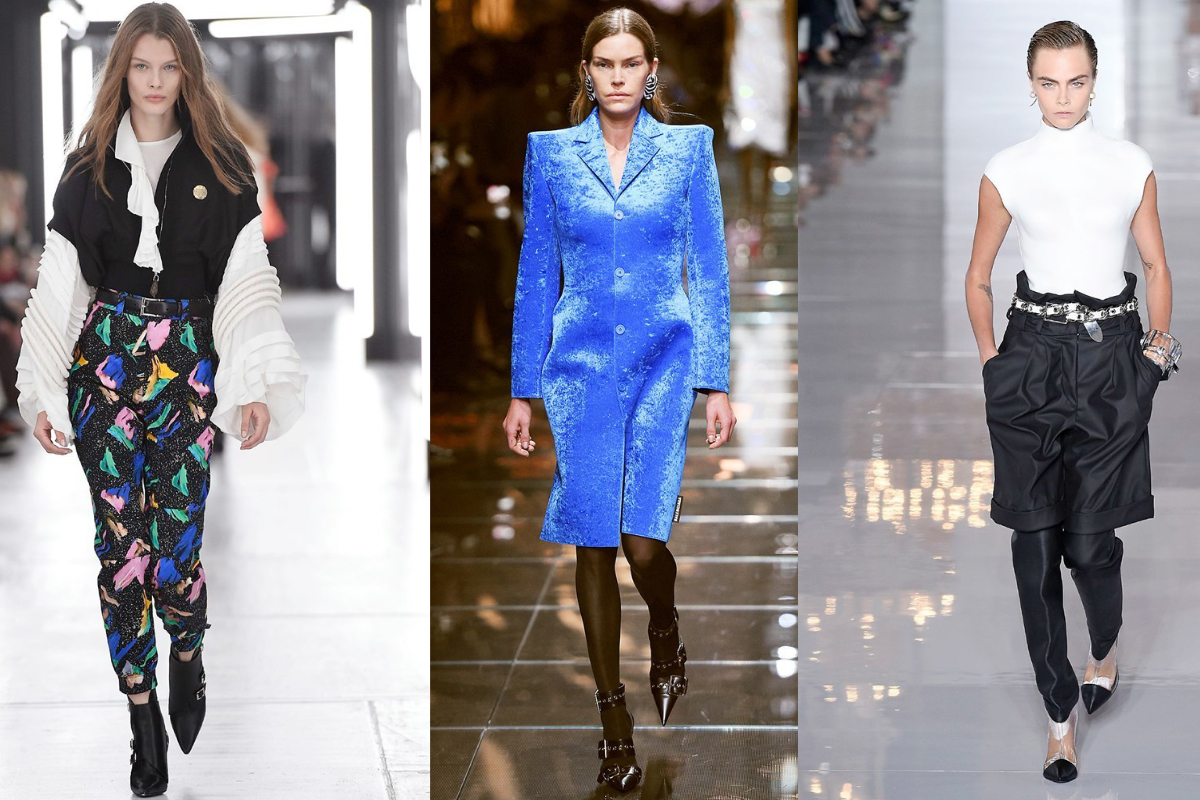 Extrem spitze Schuhe auf der Paris Fashion Week (v.l.n.r.): Louis Vuitton, Balenciaga, Balmain (Fotos: © IMAXtree.com).