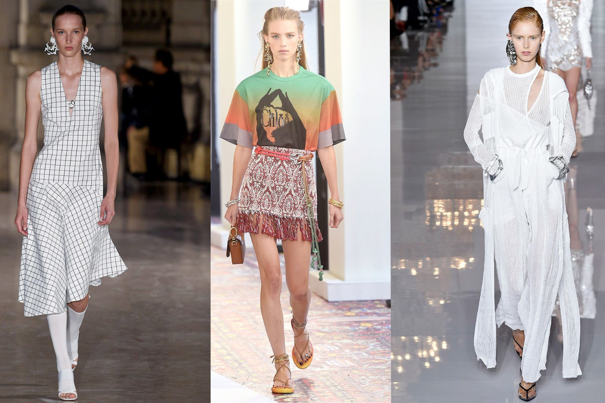 XXL-Ohrringe werden im Sommer gerne auch nur an einem Ohr getragen (v.l.n.r.): Mashama, Chloé, Balmain (Fotos: © IMAXtree.com). 