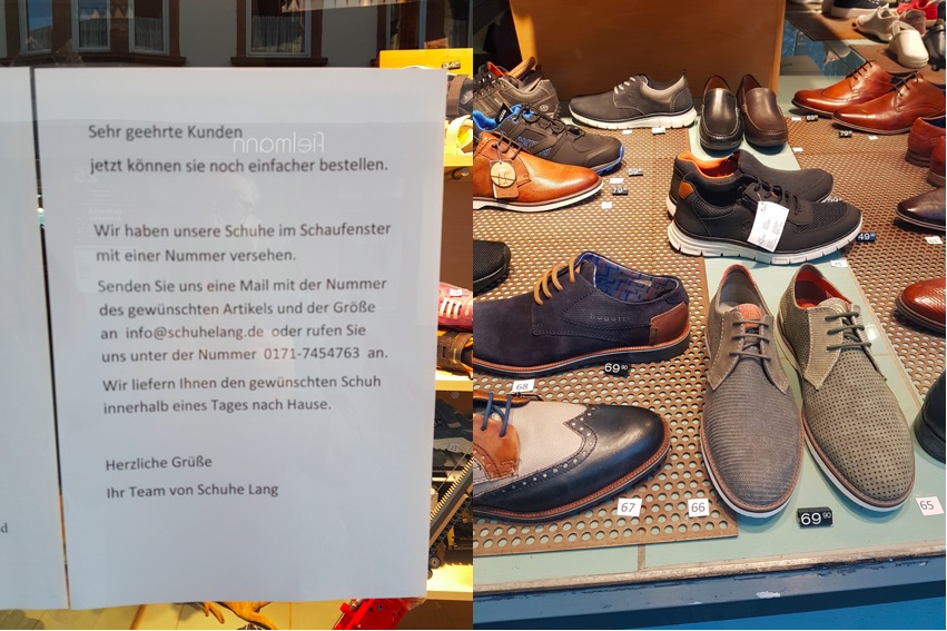Schuhe Lang bietet Schaufenster-Shopping auf Offline-Niveau, da nicht alle Schuhinteressierten unbedingt einen Internetzugang besitzen. (Foto: Schuhe Lang)