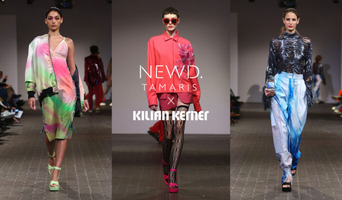 Der gemeinsame Schuh von Kilian Kerner und Newd Tamaris, NWD-060, wurde gemeinsam mit der Kollektion von Kilian Kerner im Rahmen der Berlin Fashion Week gezeigt. (Foto: Newd Tamaris/Getty Images)