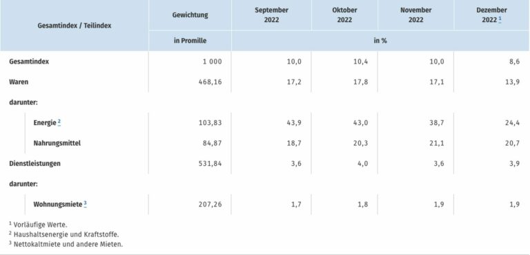 Vor allem die Entwicklung der Energiepreise  fällt im Inflationsbericht für Dezember 2022 auf. (Foto: Destatis)