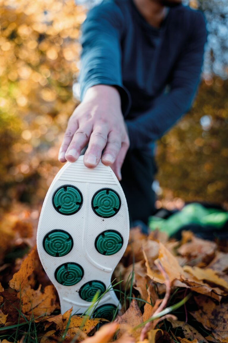 Die bunten, scheibenförmigen Sohlenmodule machen für viele Kundinnen und Kunden auch optisch was her. (Foto: Infinite Running)