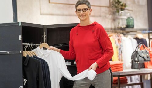 Birgit Allermann, Erstkraft in der ModeWelt, hat sich für eine 4-Tage-Woche entschieden.  (Foto: Dodenhof)