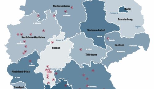 Die MyShoes Standorte in Deutschland(Quelle: MyShoes, Grafik: schuhkurier)
